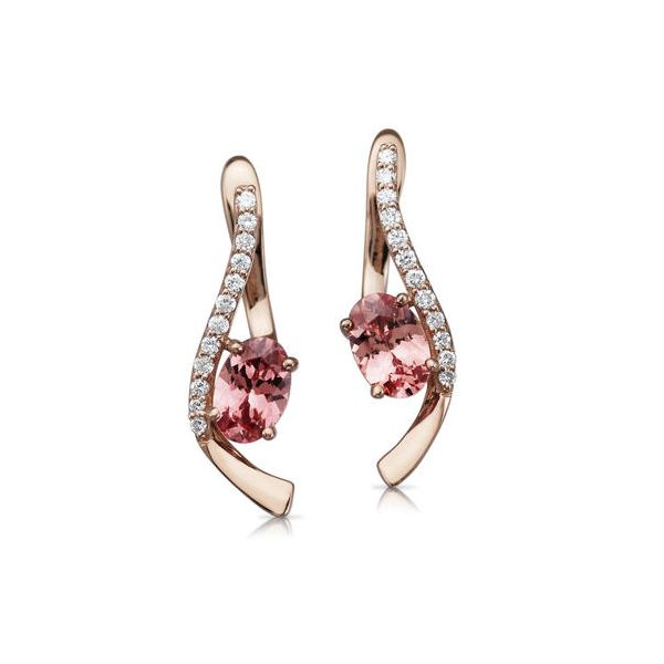14 Karat Rosé Gold Earrings With Lotus Garnets & Diamonds Orin Jewelers Northville, MI