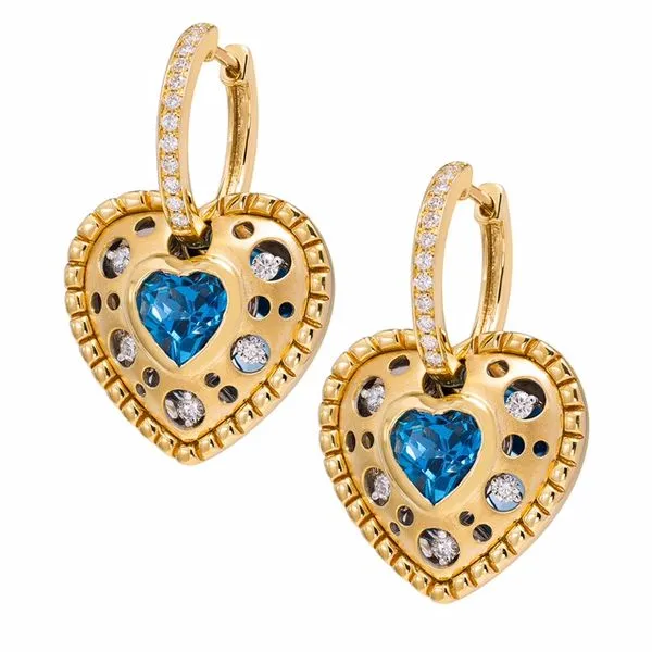 Mirror Heart Blue Topaz & Diamond Earrings Orin Jewelers Northville, MI