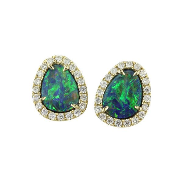 14k Opal Doublet and Diamond Earrings Orin Jewelers Northville, MI
