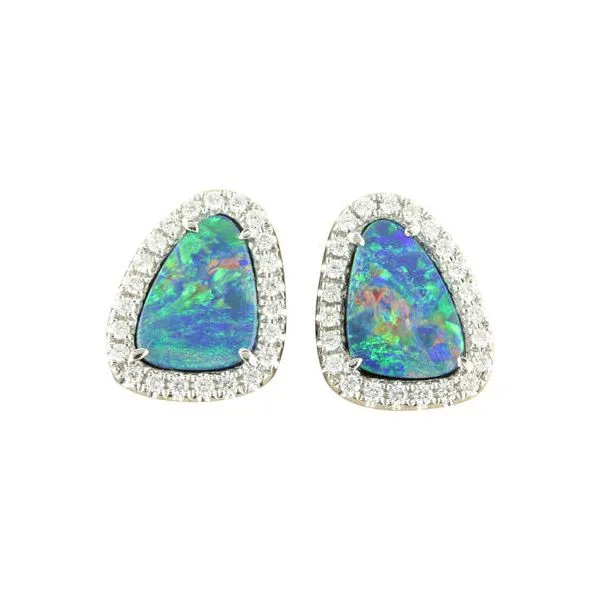 14k Australian Opal Doublets & Diamond Earrings Orin Jewelers Northville, MI