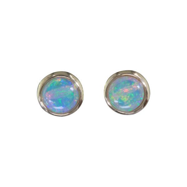 14k Yellow Gold Earrings With 2 Round Australian Opals Orin Jewelers Northville, MI