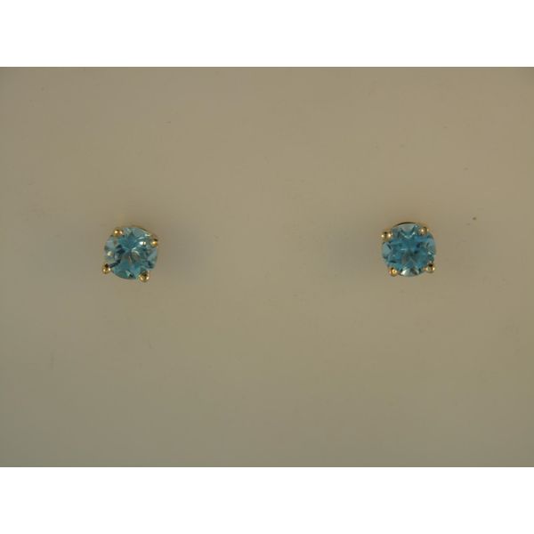 Lady's 14 Karat Yellow Gold Blue Topaz Stud Earrings Orin Jewelers Northville, MI