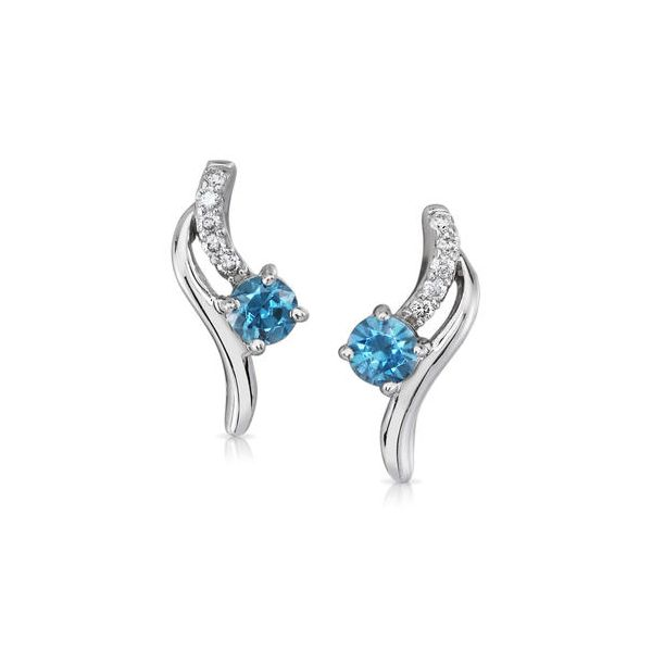 Lady's 14 Karat White Gold Earrings With Blue Topaz & Diamonds Orin Jewelers Northville, MI