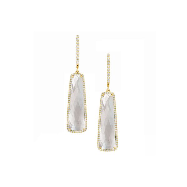 18kyg Earrings with Clear Quartz over White Mother-of-Pearl & 126 Diamonds Orin Jewelers Northville, MI