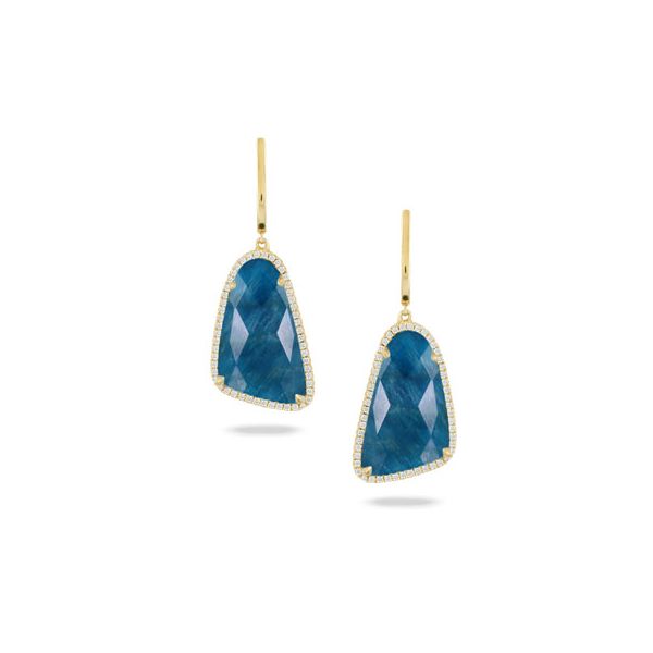 18k Yellow Gold Clear Quartz over Apatite Earrings With Diamonds Orin Jewelers Northville, MI