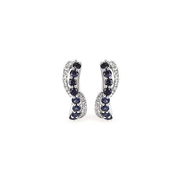 Lady's White Gold 14 Karat Earrings With Sapphires & Diamonds Orin Jewelers Northville, MI