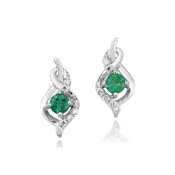 14k White Gold Emerald & Diamond Earrings Orin Jewelers Northville, MI