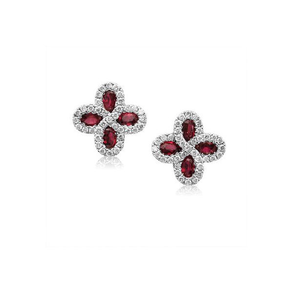 14k White Gold Ruby & Diamond Earrings Orin Jewelers Northville, MI