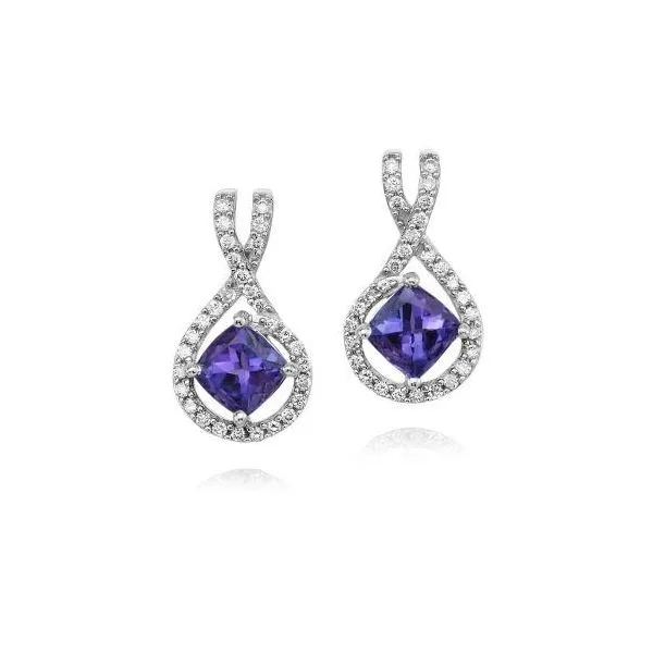 14k White Gold Tanzanite & Diamond Earrings Orin Jewelers Northville, MI