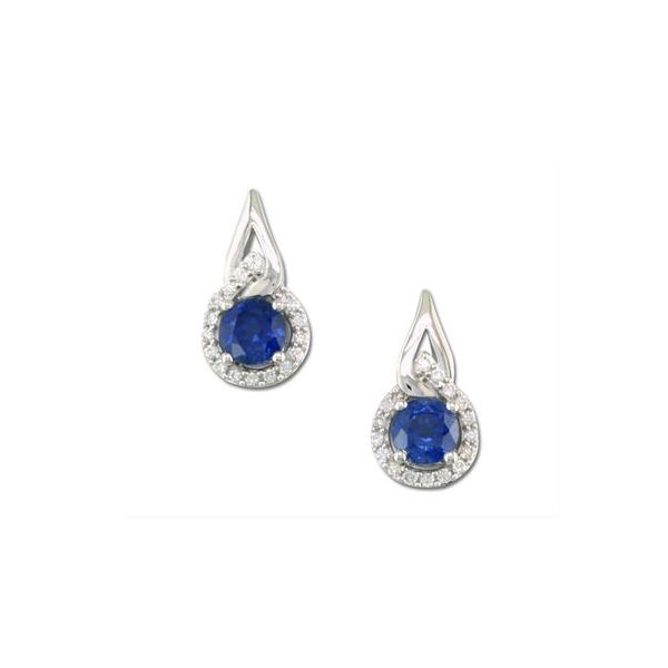 14k White Gold Sapphire & Diamond Earrings Orin Jewelers Northville, MI