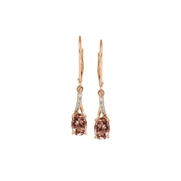 Lady's 14K Rosé Gold Earrings w/2 Lotus Garnets & 10 Diamonds Orin Jewelers Northville, MI