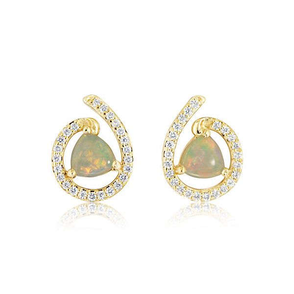 14k Yellow Gold Opal & Diamond Fashion Earrings Orin Jewelers Northville, MI