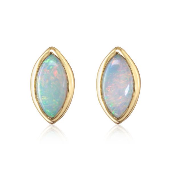 14K Yellow Gold Australian Opal Earrings Orin Jewelers Northville, MI