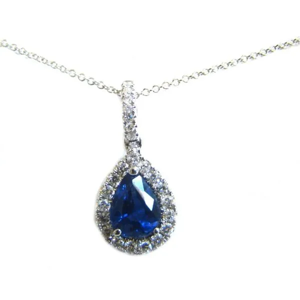 Lady's 14K White Gold Pendant w/1 Sapphire & 29 Diamonds Orin Jewelers Northville, MI