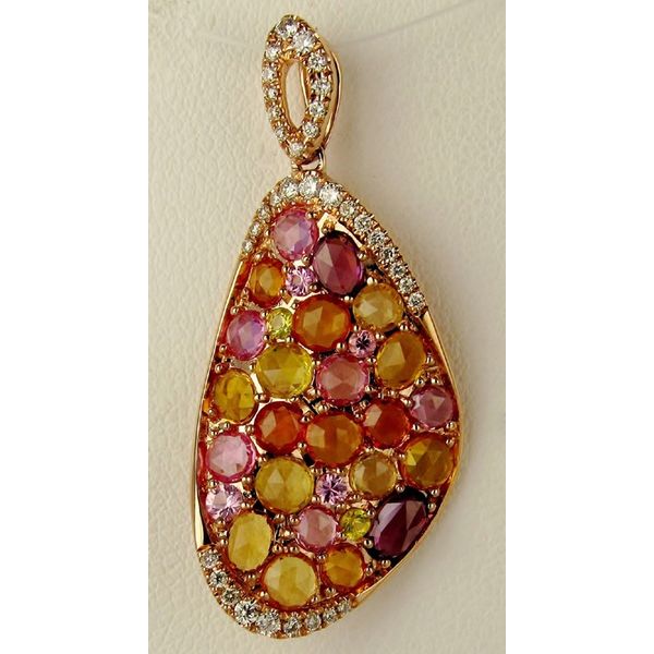 Lady's 14K Rosé Gold Pendant w/29 Colored Stones & 35 Diamonds Orin Jewelers Northville, MI