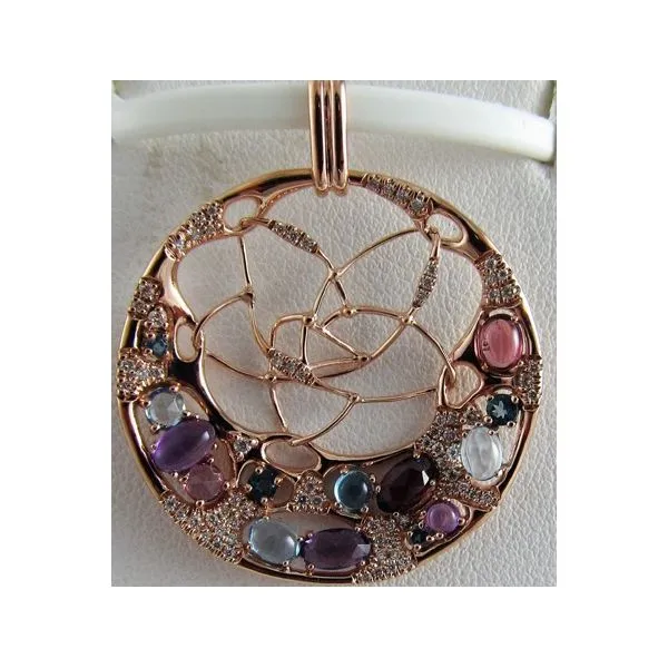 Lady's 14K Rosé Gold Pendant w/14 Colored Stones & 74 Diamonds Orin Jewelers Northville, MI