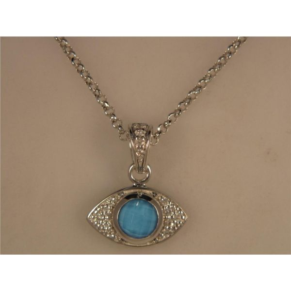 Lady's SS Evil Eye Turquoise Doublet Pendant Orin Jewelers Northville, MI