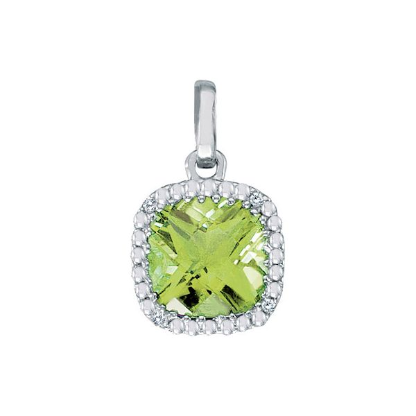 Lady's 14K White Gold Pendant w/1 Peridot & 4 Diamonds Orin Jewelers Northville, MI