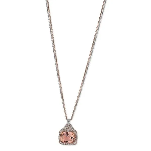 Lady's 14K Two Tone Gold Pendant W/1 Morganite & 36 Diamonds Orin Jewelers Northville, MI