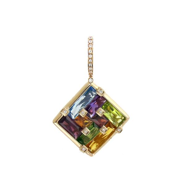 Lady's 14K Rosé Gold Pendant w/18 Cognac Diamonds & 8 Colored Stones Orin Jewelers Northville, MI