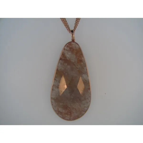 Lady's SS & Rose Gold Overlay Pendant w/1 Strawberry Quartz Orin Jewelers Northville, MI