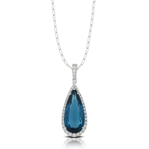 Lady's 18K White Gold Pendant W/41 Diamonds & 1 London Blue Topaz Orin Jewelers Northville, MI