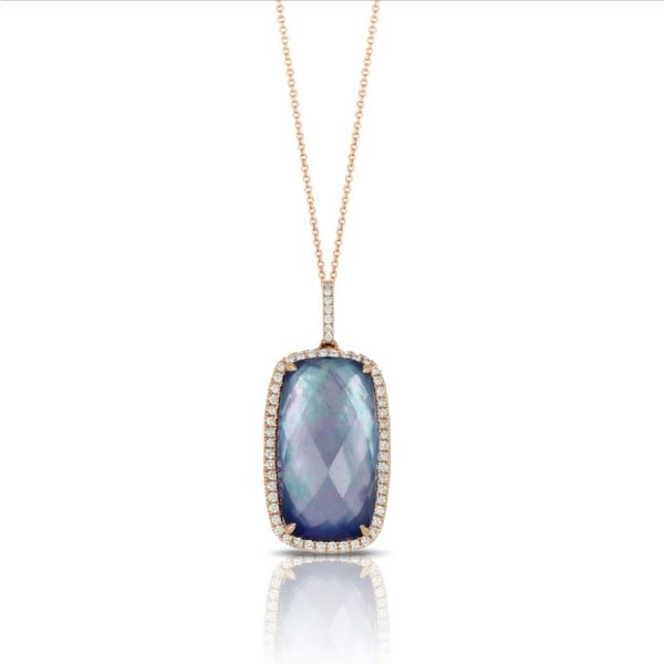 Lady's 18K Rosé Gold Pendant W/1 Lapis/MOP/Amethyst Triplet & 55 Diamonds Orin Jewelers Northville, MI