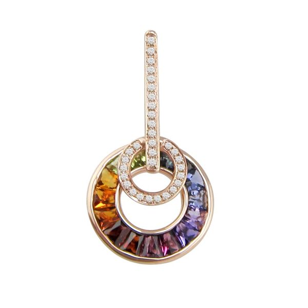 Lady's 14K Rosé Gold Pendant w/32 Diamonds & 15 Colored Stones Orin Jewelers Northville, MI