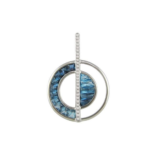 Lady's 14K White Gold Pendant w/27 Diamonds & 15 Blue Topazs Orin Jewelers Northville, MI