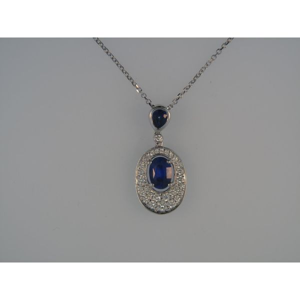 Lady's 18K White Gold Pendant w/2 Sapphires & 30 Diamonds Orin Jewelers Northville, MI