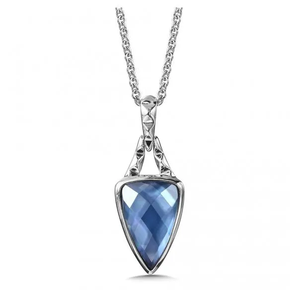 Lady's SS Pendant w/1 Dyed Blue Mother of Pearl & Quartz Fusion Orin Jewelers Northville, MI