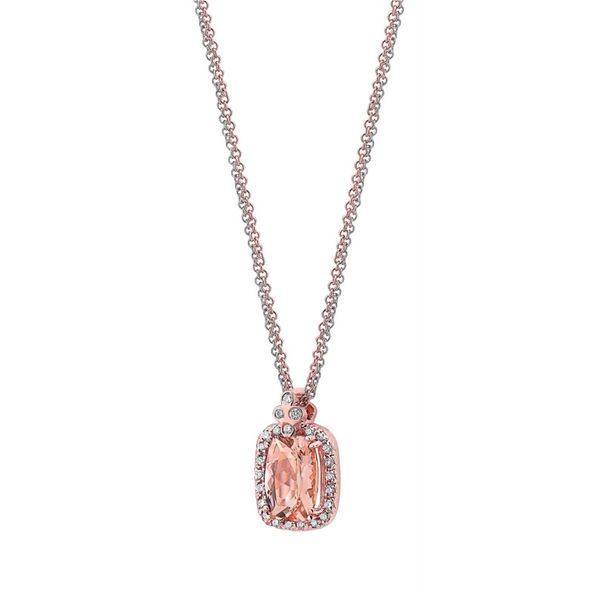 Lady's 14K Rosé Gold Pendant w/1 Morganite & 24 Diamonds Orin Jewelers Northville, MI