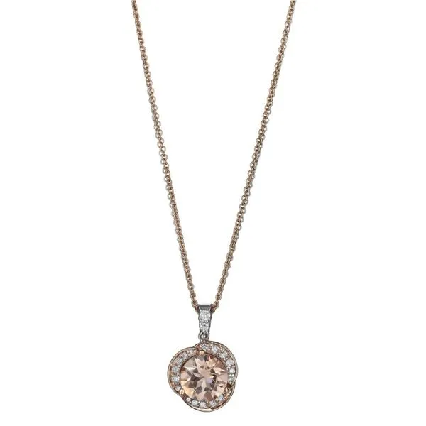 Lady's 14K Two Tone Rose & White Gold Pendant w/1 Morganite & 20 Diamonds Orin Jewelers Northville, MI