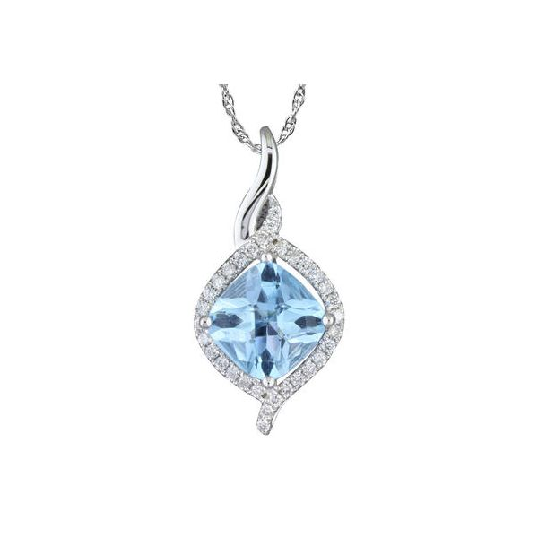 Lady's 14K White Gold Pendant w/1 Blue Topaz & 32 Diamonds Orin Jewelers Northville, MI