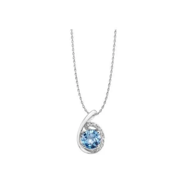 Lady's 14K White Gold Pendant w/1 Blue Topaz & 10 Diamonds Orin Jewelers Northville, MI