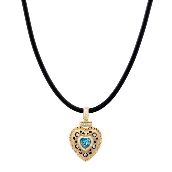 Mirror Heart Necklace with Diamonds and Blue Topaz Orin Jewelers Northville, MI