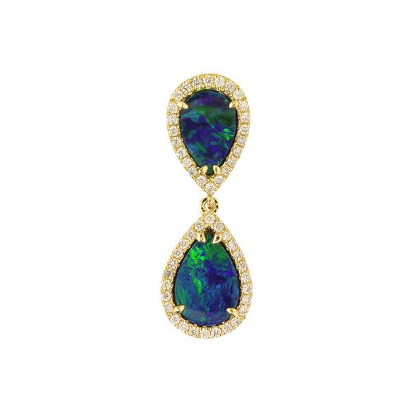 14k Australian Opal Doublets & Diamond Pendant Orin Jewelers Northville, MI