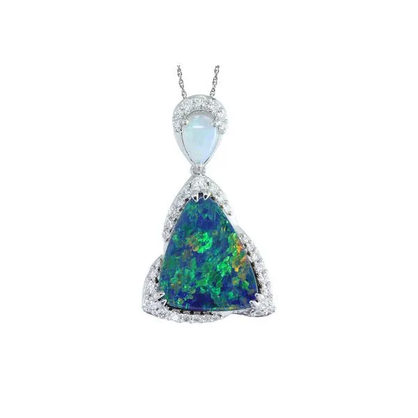 14k Opal Doublet, Opal, & Diamond Pendant Orin Jewelers Northville, MI