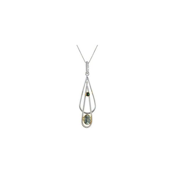 Sterling Silver and 22K Gold Vermeil Pendant with Envy Topaz and Green Amethyst Orin Jewelers Northville, MI