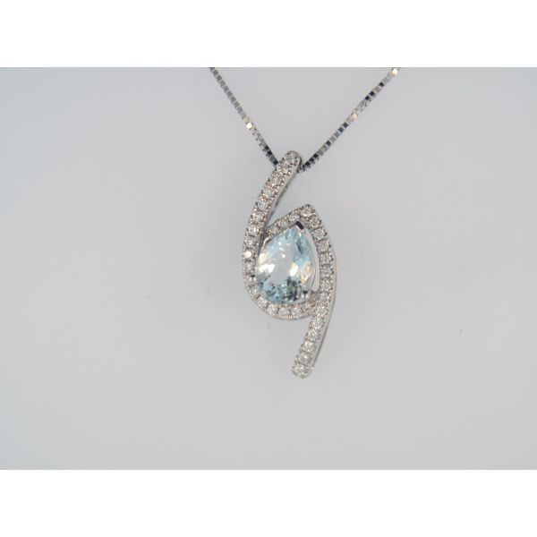 Lady's 14k White Gold Pendant With Aquamarine & 34 Diamonds Orin Jewelers Northville, MI