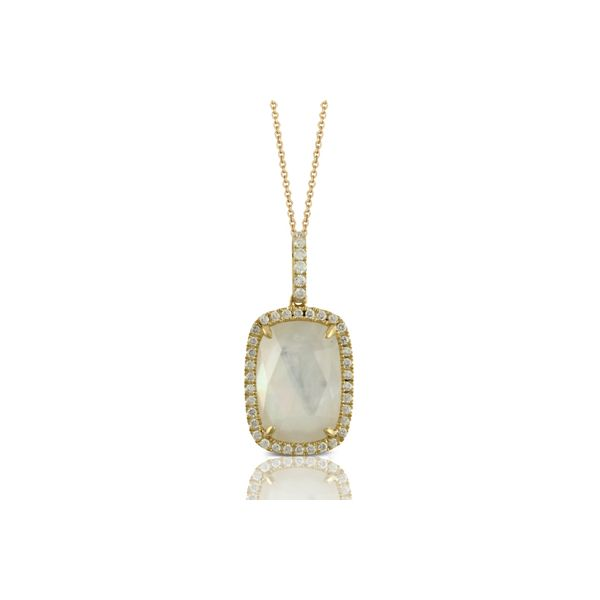 18kyg Pendant with Clear Quartz over White Mother-of-Pearl & 40 Diamonds Orin Jewelers Northville, MI