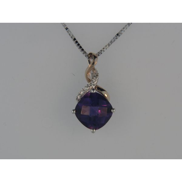 Lady's 14K Two Tone Gold Pendant w/1 Amethyst & 6 Diamonds Orin Jewelers Northville, MI