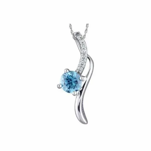 Lady's 14 Karat White Gold Pendant With Blue Topaz & Diamonds Orin Jewelers Northville, MI