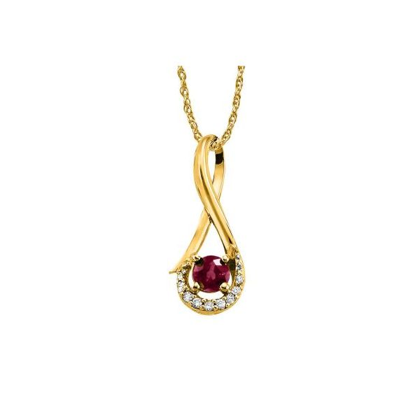 Lady's 14K Yellow Gold Pendant w/1 Ruby & 9 Diamonds Orin Jewelers Northville, MI