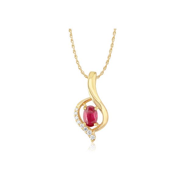14k Yellow Gold Ruby & Diamond Pendant Orin Jewelers Northville, MI