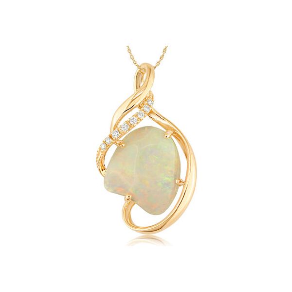 14k Yellow Gold Freeform Opal & Diamond Pendant Orin Jewelers Northville, MI