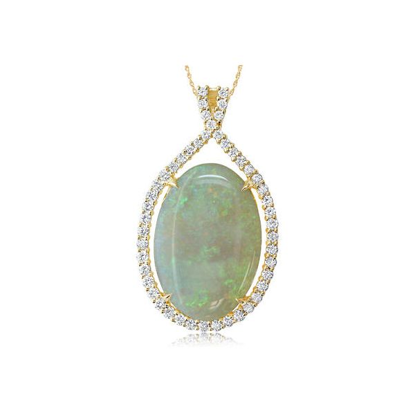 18k Yellow Gold Opal & Diamond Pendant Orin Jewelers Northville, MI