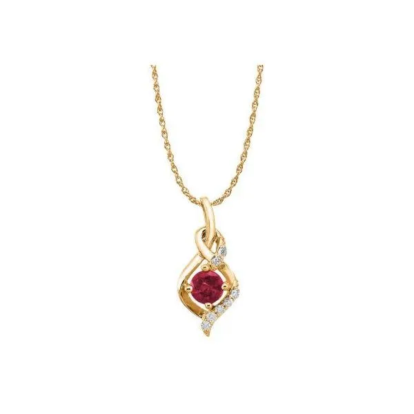 14k Yellow Gold Ruby & Diamond Pendant Orin Jewelers Northville, MI