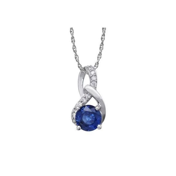 14k White Gold Sapphire & Diamond Pendant Orin Jewelers Northville, MI