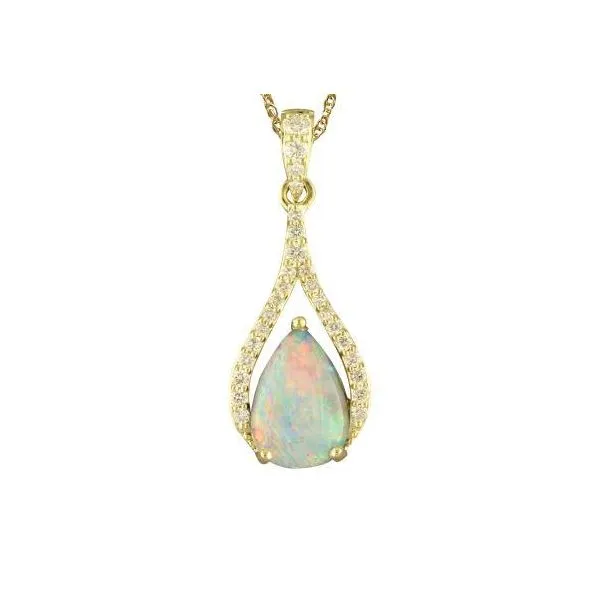 14k Yellow Gold Opal & Diamond Pendant Orin Jewelers Northville, MI